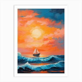 Sailboat At Sunset Art Print