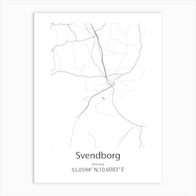 Svendborg,Denmark Minimalist Map Art Print