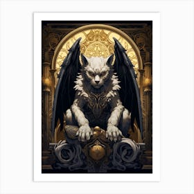  Gargoyle Tarot Card Black & Gold 4 Art Print