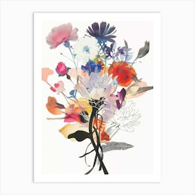 Asters 1 Collage Flower Bouquet Art Print