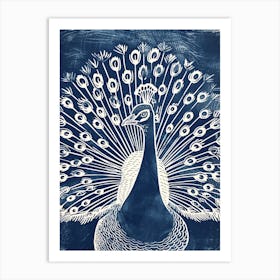 Peacock Feathers Out Linocut Inspired 3 Art Print