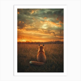 Sunset Fox.Generated AI. Art Print Art Print