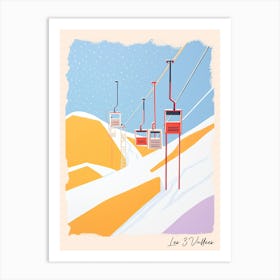 Poster Of Les 3 Vallees   France, Ski Resort Pastel Colours Illustration 0 Art Print