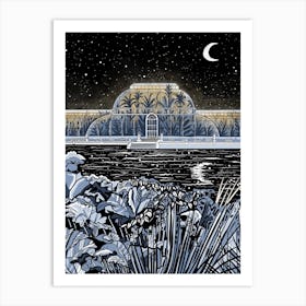 Kew Gardens Midnight Palm House Art Print