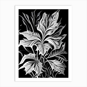 Lobelia Leaf Linocut 3 Art Print
