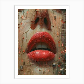 Circuit Board Lips Art Print