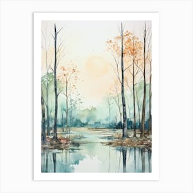 Watercolour Painting Of Congaree National Park   South Carolina Usa 1 Art Print