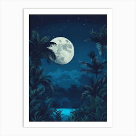 Full Moon In The Jungle 5 Art Print