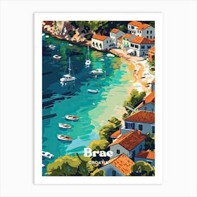 Brac Croatia Dalmatia Digital Travel Illustration Art Print