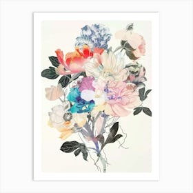 Peony 3 Collage Flower Bouquet Art Print