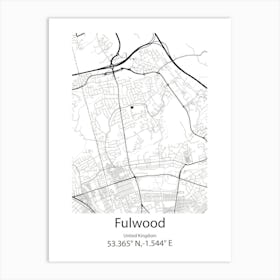 Fulwood,United Kingdom Minimalist Map Art Print