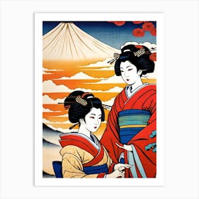 Two Geisha Girls Art Print