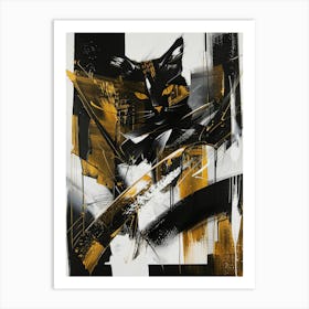 Cat In Black And Gold Art Print