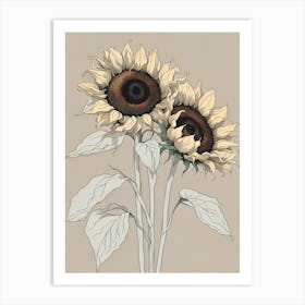 Sunflowers with Neutral Background Art Print