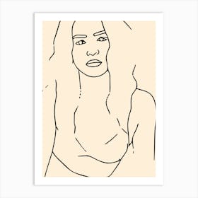 Woman Outline 2 Yellow Art Print