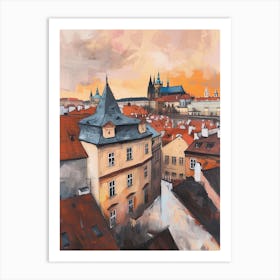 Prague Rooftops Morning Skyline 3 Art Print