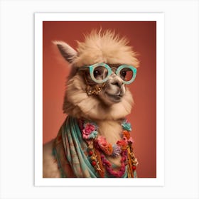 Alpaca With Glasses Art Print