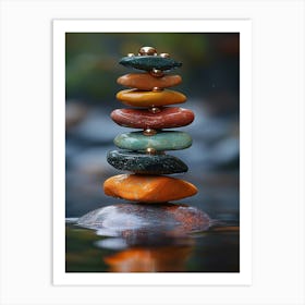 Stacked Stones In Water Art Print