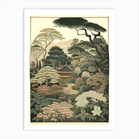 Ryoan Ji Garden 1, Japan Vintage Botanical Art Print