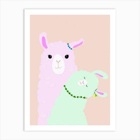 Llama Alpaca Lama Wool Drawing Cute Art Print