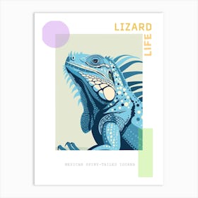 Pastel Blue Mexican Spiny Tailed Iguana Abstract Modern Illustration 3 Poster Art Print