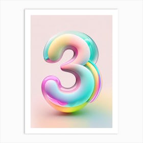 3, Number, Education, Bubble Rainbow 2 Art Print