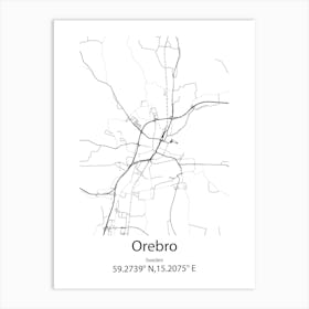 Orebro,Sweden Minimalist Map Art Print