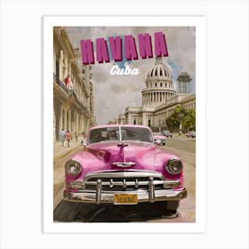 Vintage Havana Vibes: National capitol Poster Art Print