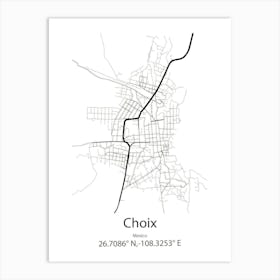 Choix,Mexico Minimalist Map Art Print