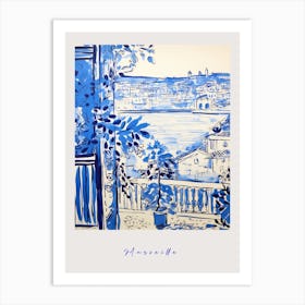 Marseille France Mediterranean Blue Drawing Poster Art Print