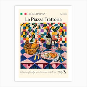La Piazza Trattoria Trattoria Italian Poster Food Kitchen Art Print