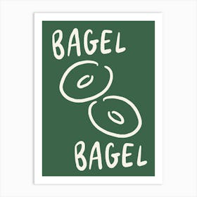 Bagel Bagel green and cream kitchen Art Print