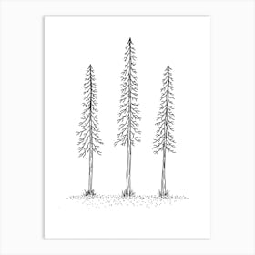 Trio Of Trees Fine Line Art Print