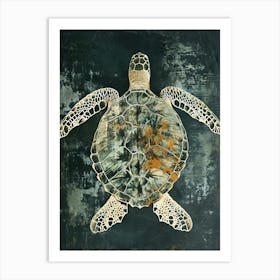 Inverted Beige & Green Sea Turtle Art Print