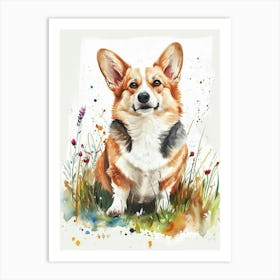 Pembroke Welsh Corgi Watercolor Painting 1 Art Print