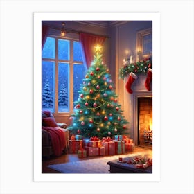 Christmas Tree In The Living Room 140 Art Print