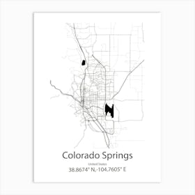 Colorado Springs,United States Minimalist Map 1 Art Print