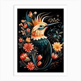 Folk Bird Illustration Hoopoe 3 Art Print