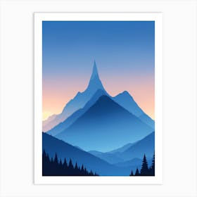 Misty Mountains Vertical Composition In Blue Tone 133 Art Print