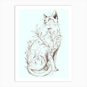 Cat With Flowers 2 Art Print