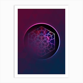 Geometric Neon Glyph on Jewel Tone Triangle Pattern 345 Art Print