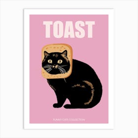 Toast Cat Funny Animals Pink Art Print