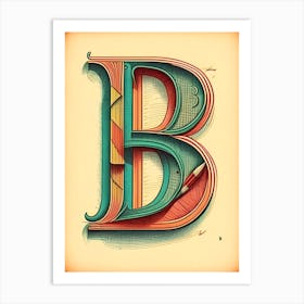 B, Letter, Alphabet Vintage Sketch 4 Art Print