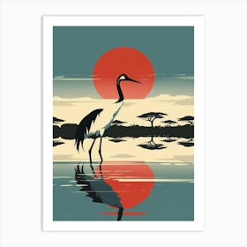 Crane At Sunset Canvas Print Art Print