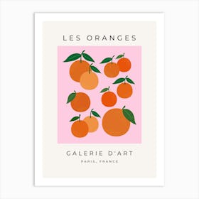 Les Oranges | 01 - Retro Fruit Pink And Orange Art Print