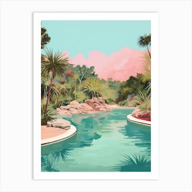 An Illustration In Pink Tones Of  Greens Pool Australia 3 Art Print