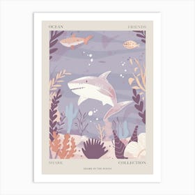 Purple Shark In The Waves Illustration 1 Poster Art Print