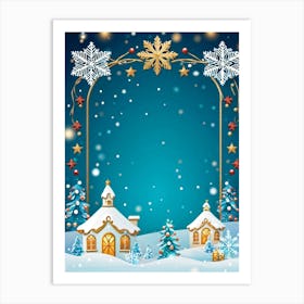 An Ornate Fanciful Christmas Frame Rich In Holiday Decor Where Details Of Garlands Ornaments An (4) Art Print