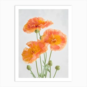 Marigold Flowers Acrylic Painting In Pastel Colours 6 Art Print