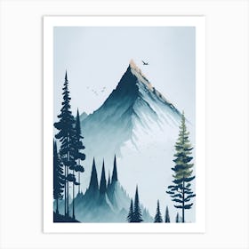 Mountain And Forest In Minimalist Watercolor Vertical Composition 296 Art Print